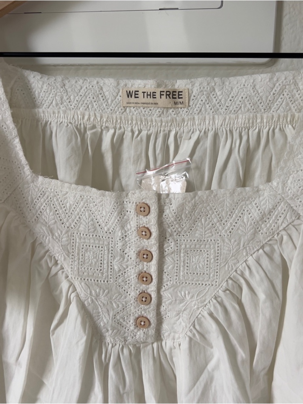 Free People We The Free Riley Embroidered Tunic - Clean Ivory - Medium - NWT - Picture 6 of 7